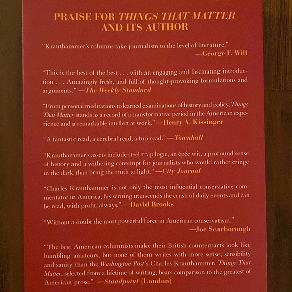 Things that Matter 3 Decades of Passion Pastimes & Politics -Charles Krauthammer - Picture 3 of 6